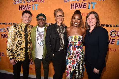 anthony ramos, spike lee, tonya lee lewis, dewanda wise and cindy holland attend the she's gotta have it season 2 premiere