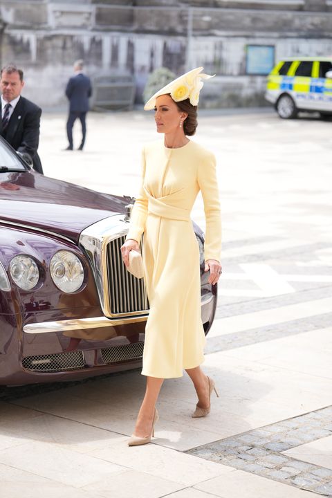 the duchess of cambridge arriving a reception at the guildhall, london, hosted by the lord mayor of london and city of london corporation for attendees of the national service of thanksgiving, on day two of the platinum jubilee celebrations for queen elizabeth ii picture date friday june 3, 2022 photo by dominic lipinskipa images via getty images