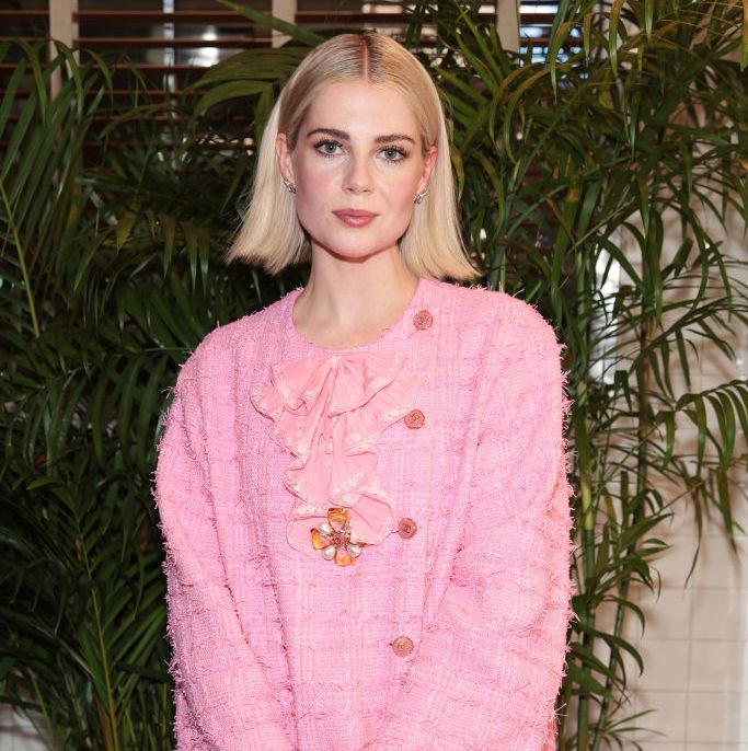Lucy Boynton Is Pretty In a Pink Tweed Minidress at the Chanel's Tribeca Festival Luncheon