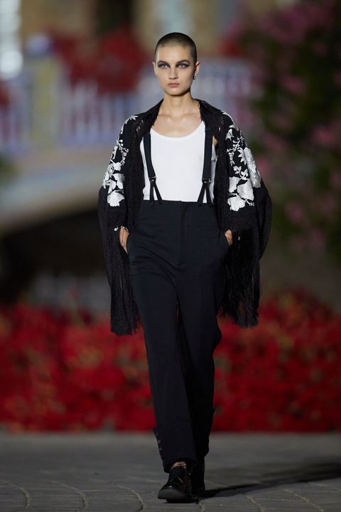 seville, spain   june 16 a model walks the runway during the dior crucero collection fashion show by christian dior at plaza de españa on june 16, 2022 in seville, spain photo by fran santiagogetty images