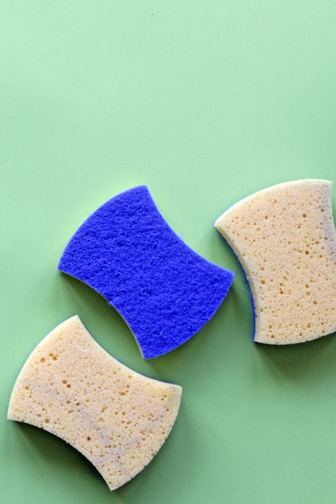 cleaning sponges flat lay