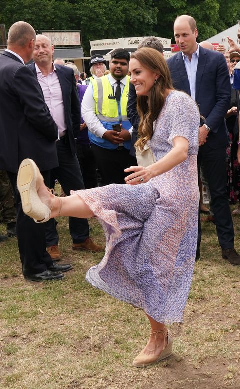 cambridge, england june 23 catherine, duchess of cambridge takes a kick of a ball as she attends cambridgeshire county day at newmarket racecourse during an official visit to cambridgeshire on june 23, 2022 in cambridge, england photo by paul edwards wpa poolgetty images