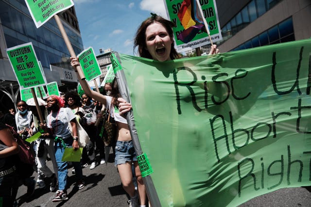 Activists Demonstrate In New York For Abortion Rights And Against Gun Violence new york, new york may 26 students participate in a school walk out and march in manhattan to show their support for abortion rights and for gun control on may 26, 2022 in new york city the recent shootings in buffalo and texas and the leaked supreme court ruling on roe v wade have galvanized activists, students and citizens to political action across the country photo by spencer plattgetty images