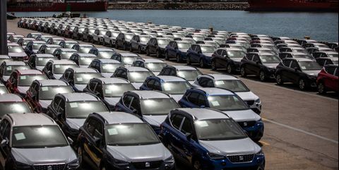 newly manufactured seat sa automobiles on the dockside at the setram sa terminal at barcelona commercial port in barcelona, spain, on thursday, june 16, 2022 spanish passenger car sales are 421 below pre pandemic levels, hamstrung by supply changes related to the semiconductor crisis and the ukraine war photographer angel garciabloomberg via getty images