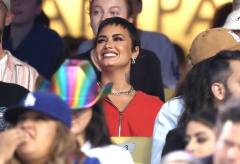 los angeles, california   june 03 demi lovato attends the los angeles dodgers game at dodger stadium on june 03, 2022 in los angeles, california photo by jerritt clarkgc images