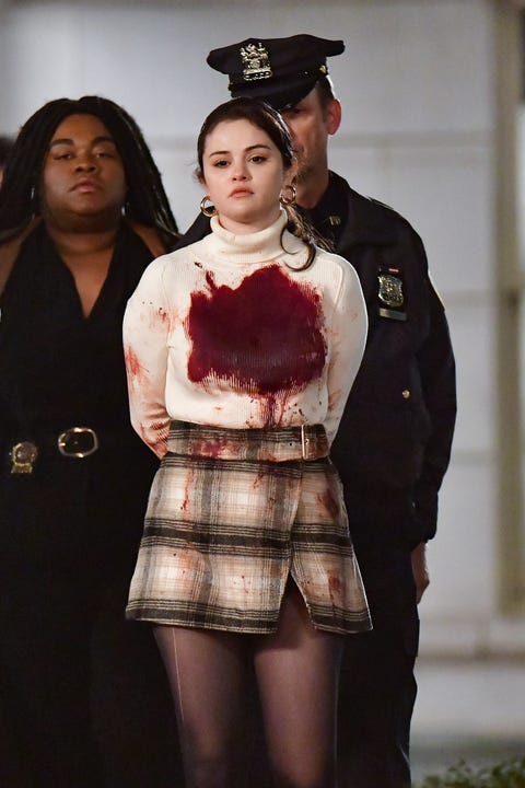 Celebrity Sightings In New York City - April 10, 2021 new york, new york april 10 selena gomez seen on the set of only murders in the building on the upper west side on april 10, 2021 in new york city photo by james devaneygc images