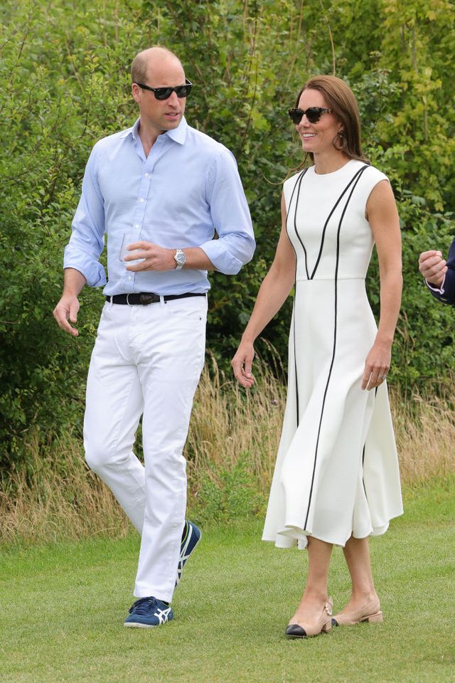 windsor, england   july 06 prince william, duke of cambridge and catherine, duchess of cambridge arrive for the royal charity polo cup 2022 at guards polo club  during the outsourcing inc royal polo cup at guards polo club, flemish farm on july 06, 2022 in windsor, england photo by chris jacksongetty images for tla worldwide