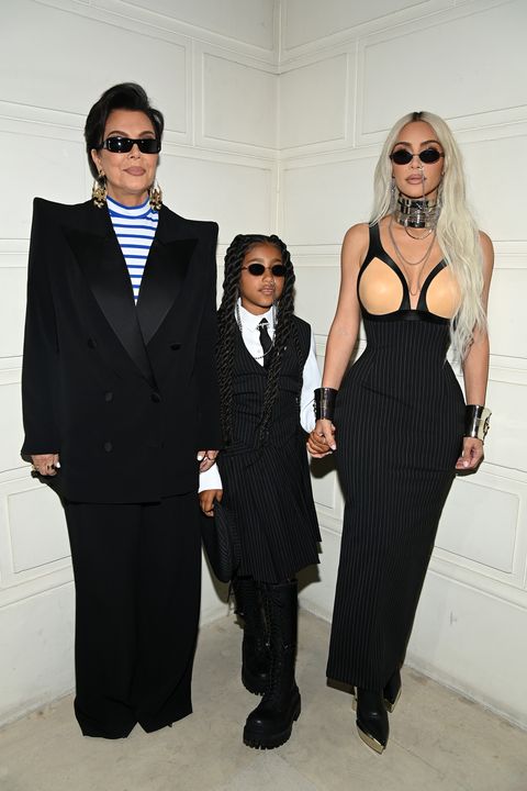 kris jenner, north west, and kim kardashian at jean paul gaultier's paris fashion week haute couture show