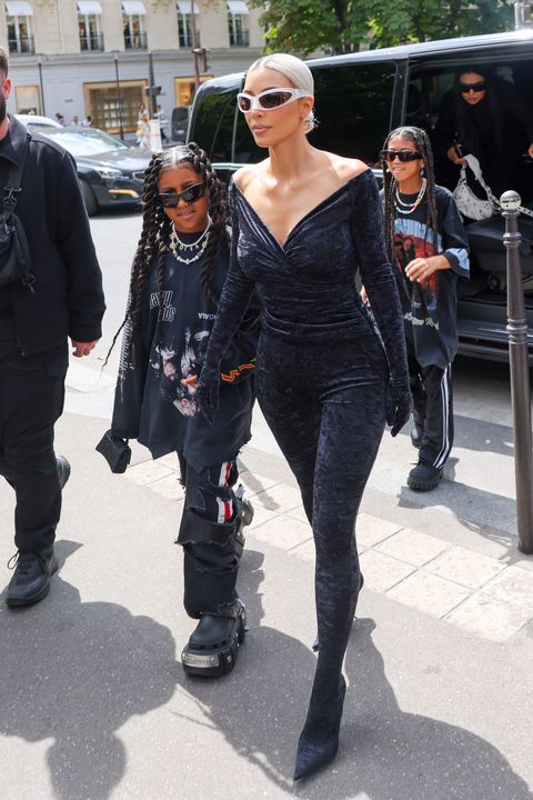 paris, france   july 06 kim kardashian and north west arrive at a restaurant  on july 06, 2022 in paris, france photo by pierre suugc images