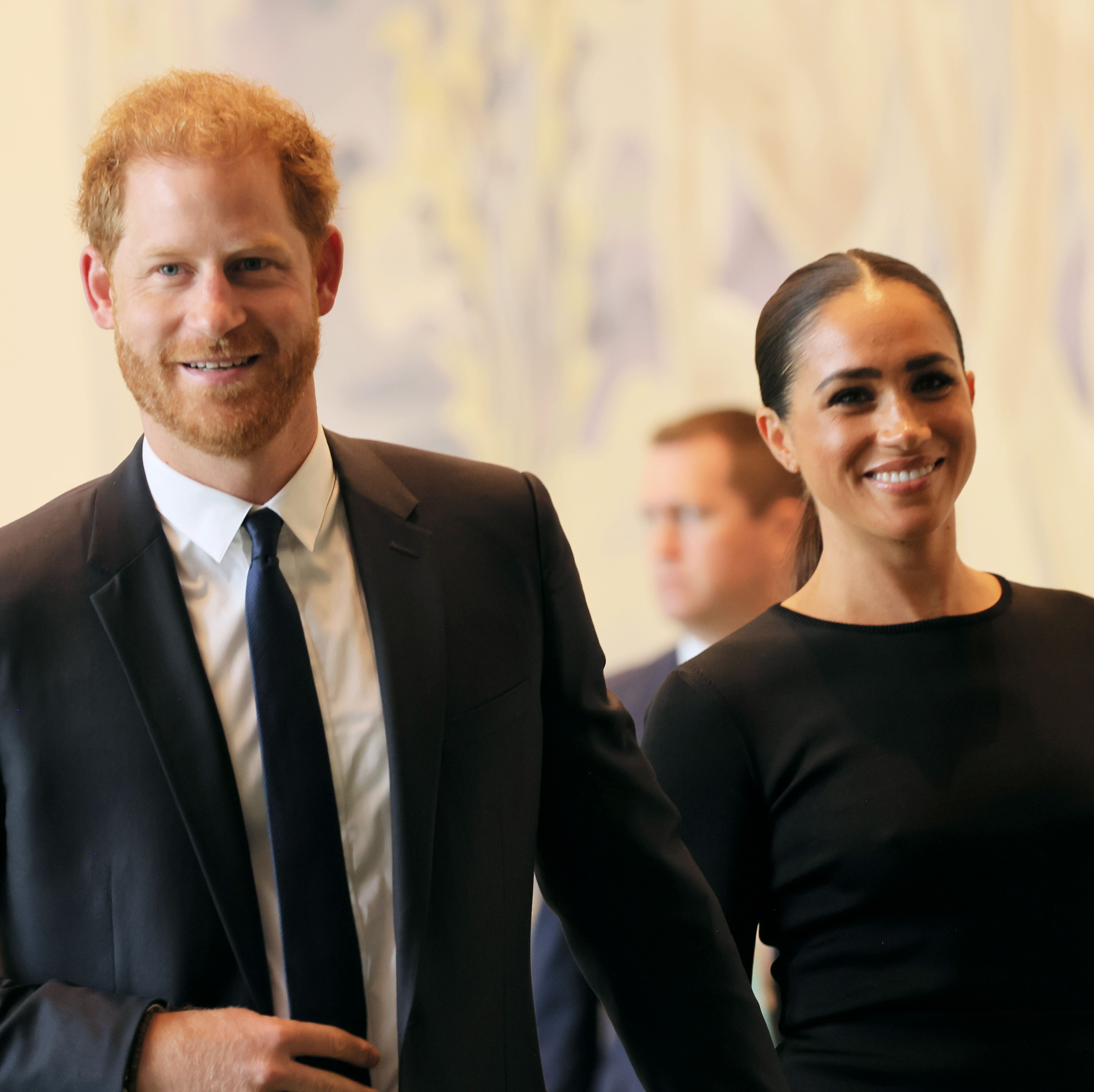 The Duke and Duchess of Sussex matched in black for their appearance at the UN for Nelson Mandela Day.