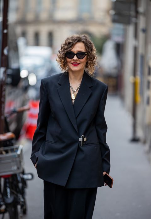 paris, france   march 02 renia jaz is seen wearing black blazer, pants outside the row during paris fashion week   womenswear fw 2022 2023 on march 02, 2022 in paris, france photo by christian vieriggetty images