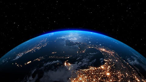 Planet earth with realistic geographic surface and orbital 3D cloudy atmosphere planet earth with realistic geography surface and orbital 3d cloud atmosphere outer space world view earth globe sphere continents 3d rendering Graphic elements of this image furnished by NASA