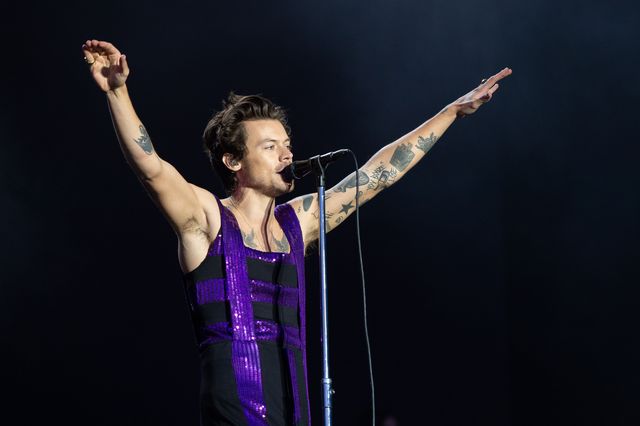 coventry, england   may 29  harry styles performs on the main stage at war memorial park on may 29, 2022 in coventry, england  photo by joseph okpakowireimage