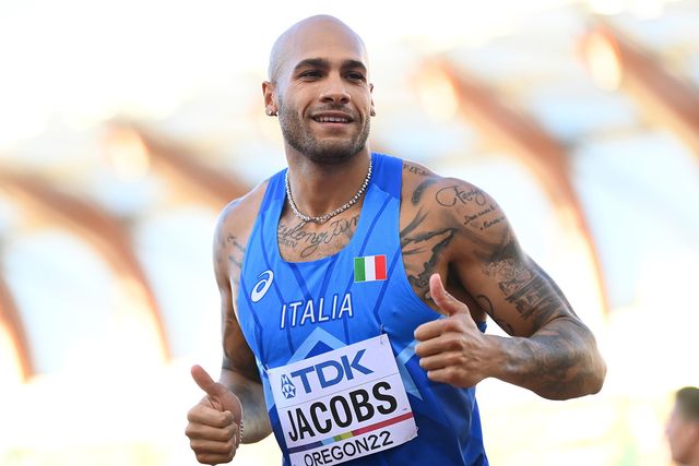 eugene, oregon   july 15 lamont marcell jacobs of team italy looks on after competing in the men's 100 meter dash heats on day one of the world athletics championships oregon22 at hayward field on july 15, 2022 in eugene, oregon photo by hannah petersgetty images for world athletics