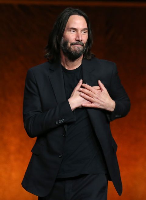 las vegas, nevada   april 28 actor keanu reeves speaks about his upcoming movie john wick chapter 4 during lionsgate exclusive presentation at caesars palace during cinemacon 2022, the official convention of the national association of theatre owners, on april 28, 2022 in las vegas, nevada photo by gabe ginsbergwireimage