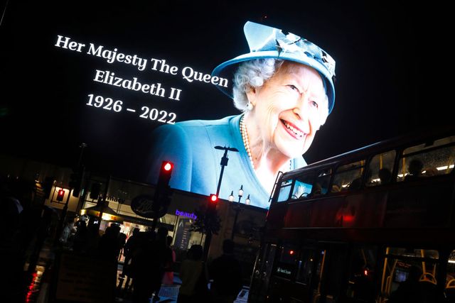 london, england   september 08 the advertising screens in piccadilly circus display an image of queen elizabeth ii on september 08, 2022 in london, england elizabeth alexandra mary windsor was born in bruton street, mayfair, london on 21 april 1926 she married prince philip in 1947 and acceded the throne of the united kingdom and commonwealth on 6 february 1952 after the death of her father, king george viqueen elizabeth ii died at balmoral castle in scotland on september 8, 2022, and is survived by her four children, charles, prince of wales, anne, princess royal, andrew, duke of york and edward, duke of wessex photo by tristan fewingsgetty images