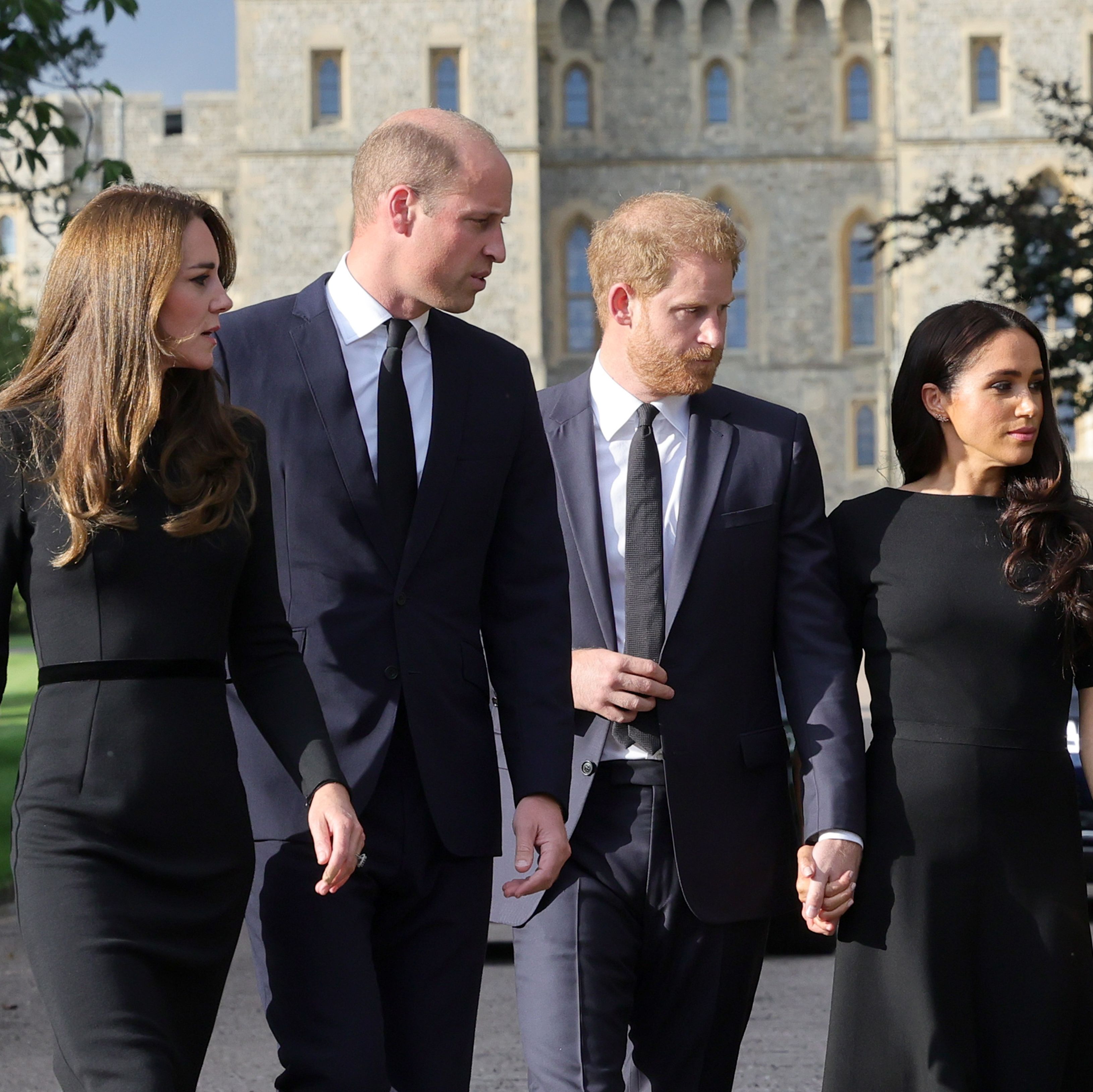 Harry and Meghan Had an Emotional Public Reunion With Will and Kate in Windsor Following the Queen's Death