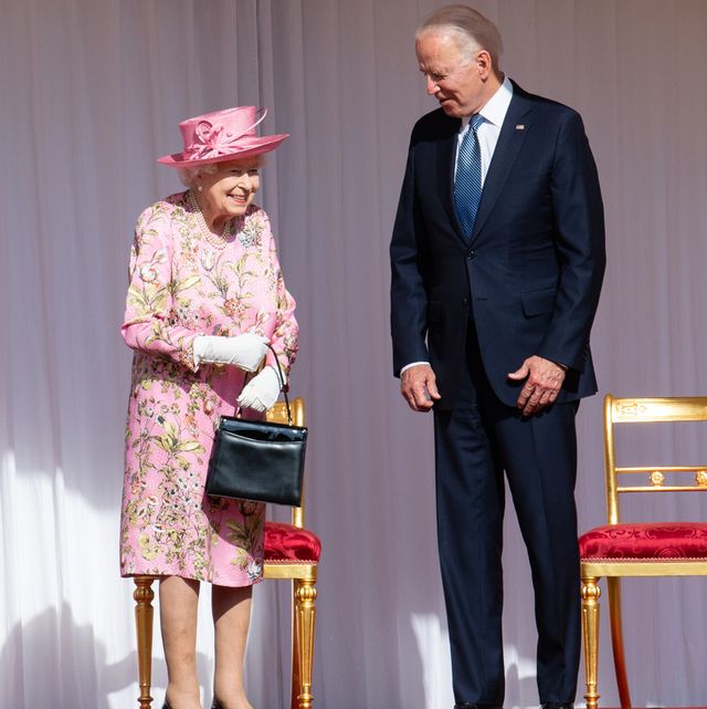 windsor, england   june 13 queen elizabeth ii and us president joe biden at windsor castle on june 13, 2021 in windsor, england queen elizabeth ii hosts us president, joe biden and first lady dr jill biden at windsor castle the president arrived from cornwall where he attended the g7 leaders summit and will travel on to brussels for a meeting of nato allies and later in the week he will meet president of russia, vladimir putin  photo by poolsamir husseinwireimage