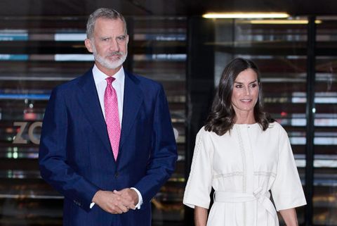 madrid, spain   september 12 king felipe vi of spain and queen letizia of spain inaugurate the picasso year on the  occasion of the 50th anniversary of his death at the reina sofia museum on september 12, 2022 in madrid, spain photo by carlos alvarezgetty images