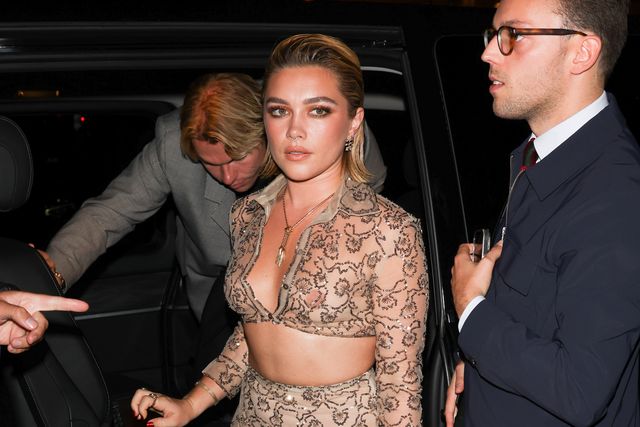 paris, france   october 02 editors note image contains nudity florence pugh is seen on day seven of paris fashion week   womenswear springsummer 2023 on october 02, 2022 in paris, france photo by pierre suugc images