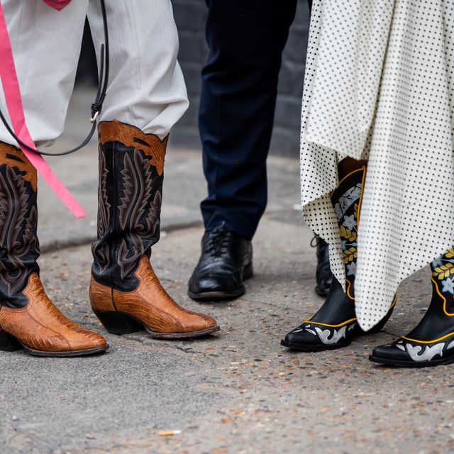 london, england   june 09 guests seen wearing cowboy boots outside xander zhou during london fashion week mens june 2019 on june 09, 2019 in london, england photo by christian vieriggetty images