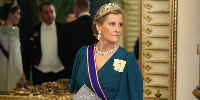 countess of wessex in emerald ballgown