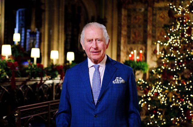 embargoed to 2200 gmt friday december 23previously unissued photo dated 131222 of king charles iii during the recording of his first christmas broadcast in the quire of st george's chapel at windsor castle, berkshire issue date friday december 23, 2022 pa photo see pa story royal king photo credit should read victoria jonespa wire
