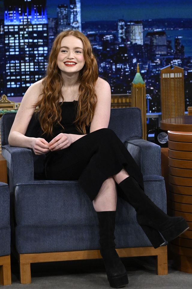 the tonight show starring jimmy fallon episode 1777 pictured actress sadie sink during an interview on friday, january 13, 2023 photo by todd owyoungnbc via getty images