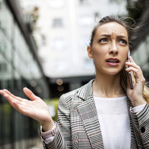 woman talking on phone, giving up complaining for lent