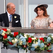 Investec Derby Festival: Derby Day epsom, united kingdom june 01 embargoed for publication in uk newspapers until 48 hours after create date and time prince philip, duke of edinburgh and princess eugenie of york watch the racing as they attend derby day of the investec derby festival at epsom racecourse on june 1, 2013 in epsom, england photo by max mumbyindigogetty images