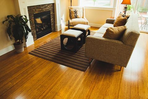 cherry hardwood flooring in a living room