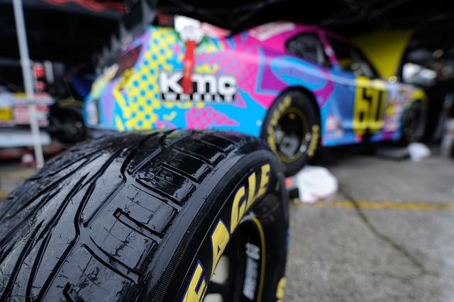 elkhart lake, wi   june 21  a detail of a rain tire in the garage area before the start of practice for the nascar nationwide series johnsonville sausage 200 presented by menards at road america on june 21, 2013 in elkhart lake, wisconsin  photo by john harrelsonnascar via getty images