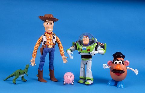 new york, ny   november 15 left to right tyrannosaurus rex woody hamm, the pig buzz lightyear and mr potato head toys from the movie toy story, are photographed november 15, 1995 in new york city photo by yvonne hemseygetty images
