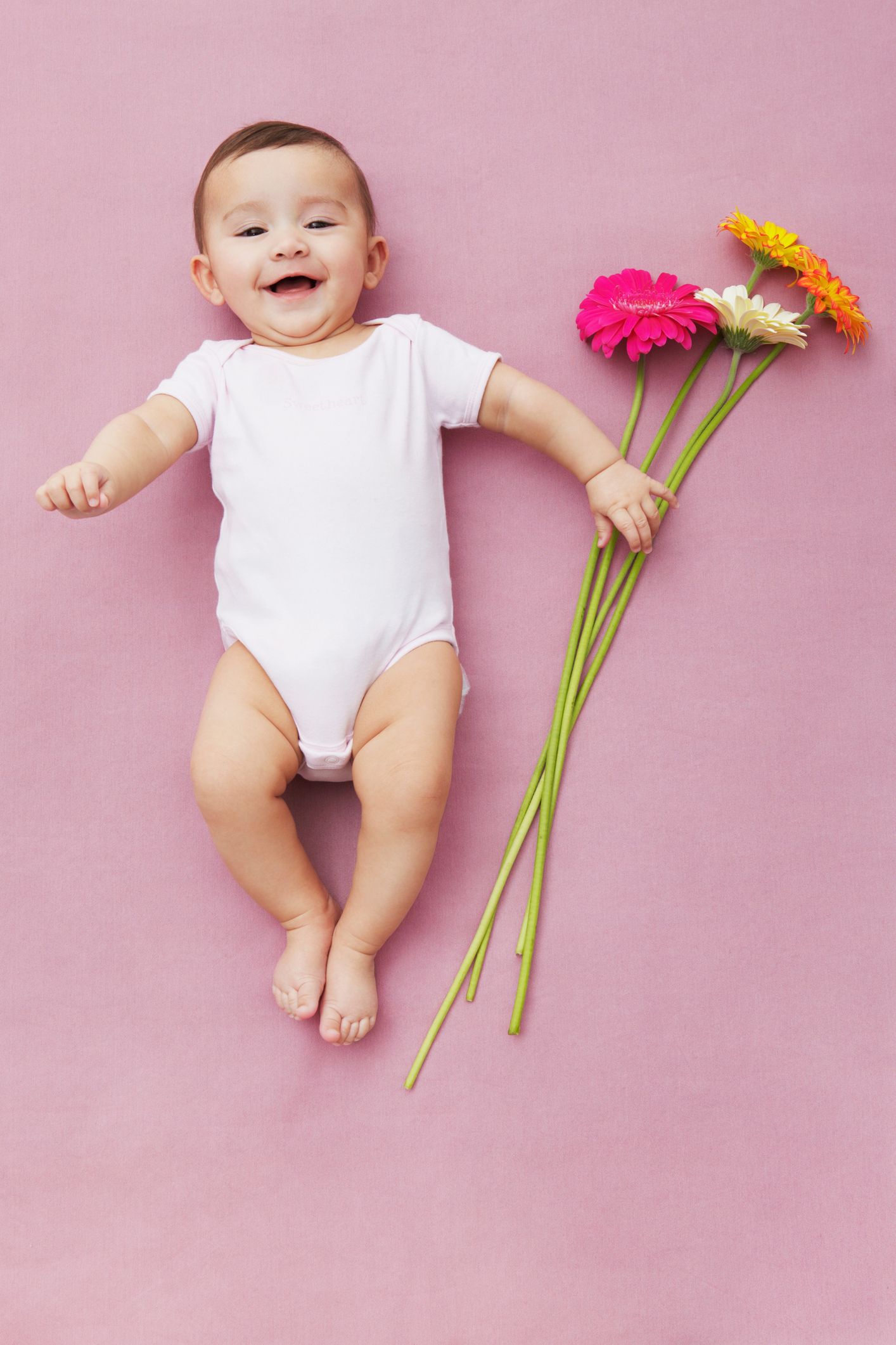 baby with flowers