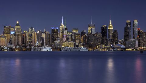 west side of manhattan viewed from weehawken, new jersey image taken at the blue hour