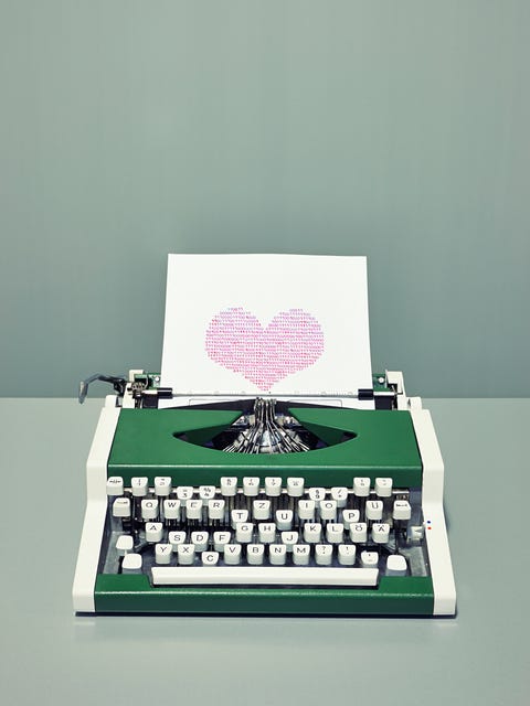 Typewriter printing heart with binary digits retro typewriter printing shape of red heart with binary digits