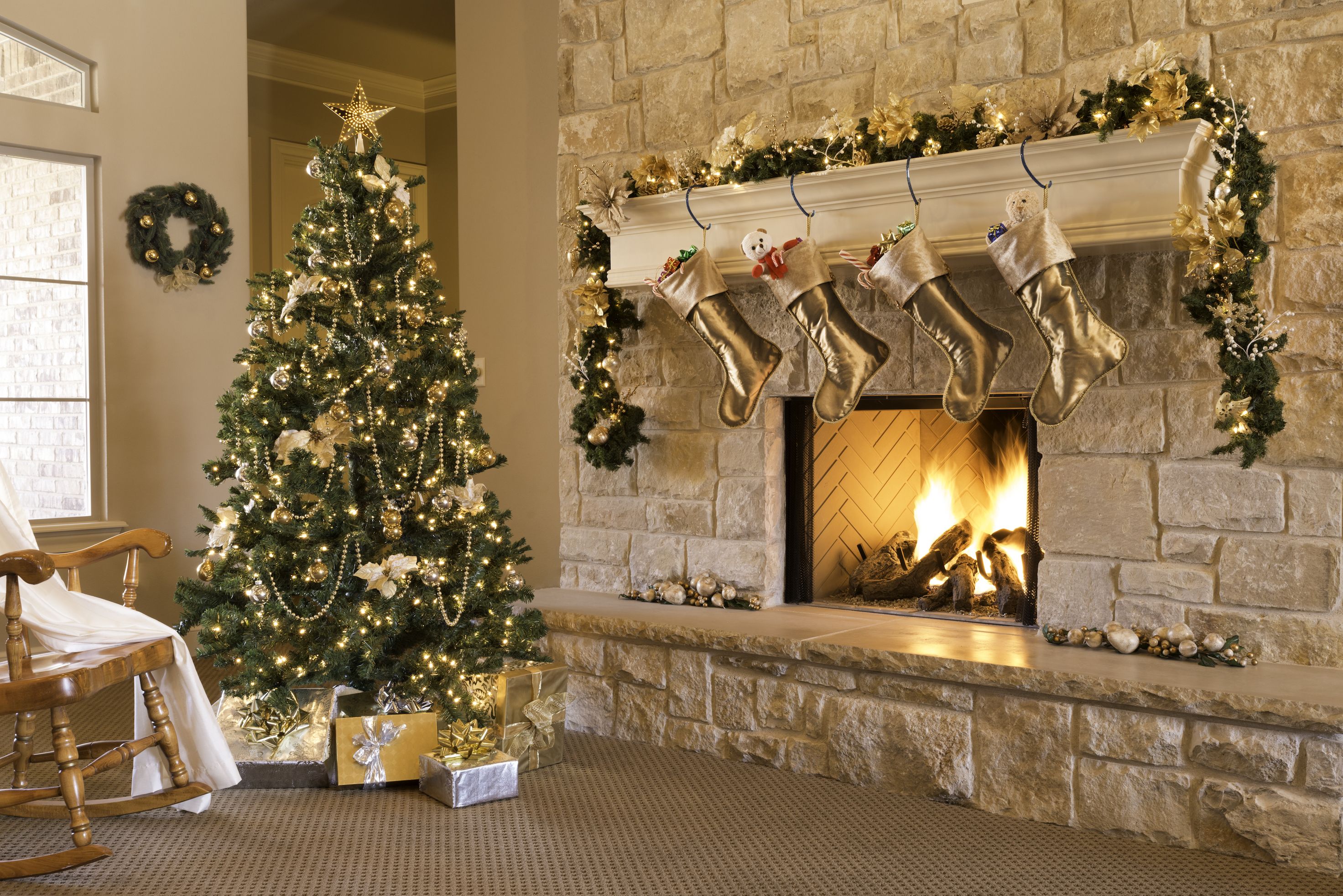 christmas living room with tv