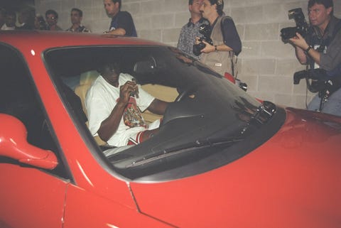 13 jun 1997 michael jordan of the chicago bulls leaves the stadium in his ferrari after the bulls win game 6 of the 1997 nba finals at the united center in chicago, illinois the bulls defeated the jazz 90 86 to win the series and claim the championship