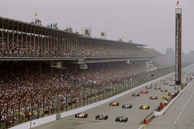 24 may 1998  cars line up at the start of the 82nd indy 500 at the indianapolis motor speedway in indianapolis, indiana mandatory credit david taylor  allsport