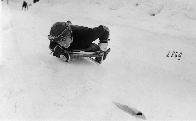 circa 1925  a skeleton tobogganist on the cresta run  photo by hulton archivegetty images