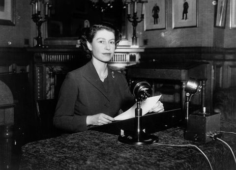 queen elizabeth ii making her first ever christmas broadcast to the nation from sandringham house, norfolk, 25th december 1952 photo by fox photoshulton archivegetty images
