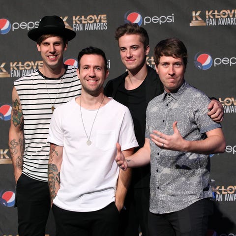 3rd Annual KLOVE Fan Awards At The Grand Ole Opry House - Press Room & Backstage nashville, tn may 31 jon steingard, david niacaris, micah kuiper, and daniel biro of musical group hawk nelson speak onstage in the press room during the 3rd annual klove fan awards at the grand ole opry house on may 31, 2015 in nashville, tennessee photo by terry wyattgetty images for klove