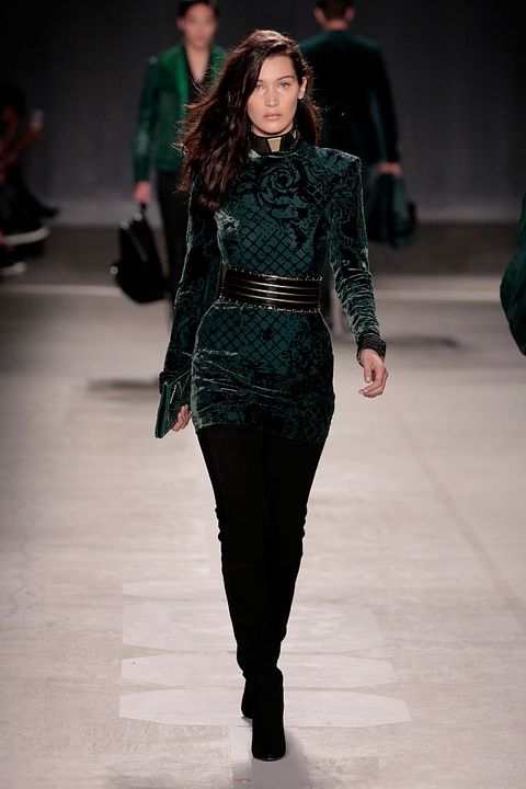 model bella hadid walks the runway at the balmain x hm collection launch
