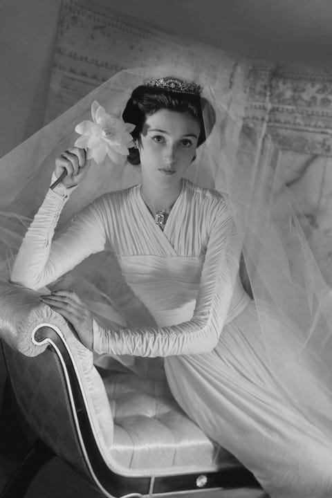 Vogue 1940 barbara cushing mrs stanley grafton mortimer jr later babe paley wearing wedding dress by mabel mcilvain downs photo by horst p horstcondé nast via getty images