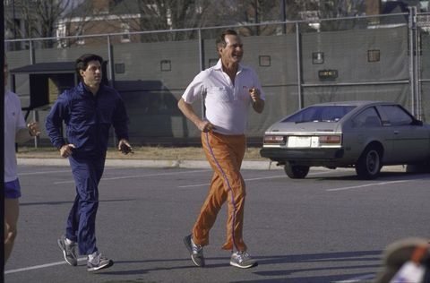 pres george h w bush jogging at ft mcnair followed by secret service man  photo by diana walkerthe life images collection via getty images