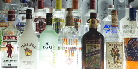 Alcoholic beverage, Distilled beverage, Liqueur, Drink, Alcohol, Glass bottle, Bottle, Product, Vodka, Malibu rum, 