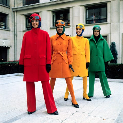 Models Wearing Bright Coats by Guy Laroche