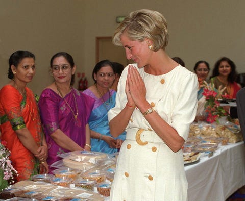 london, united kingdom   june 06  diana, princess of wales visiting the shri  swaminarayan  mandir in neasden, london nw10  photo by tim graham photo library via getty images