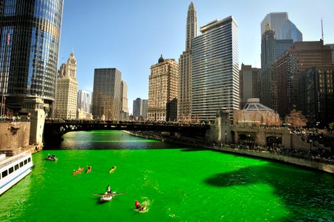 a modern day miracle occurs each year as part of the st patricks day parade celebration when the chicago river turns an incredible shade of irish green for over 40 years, the chicago journeymen plumbers turn the chicago river green for the st patricks day parade celebration most people do not know that this is a privately funded operation, which gets more expensive each year