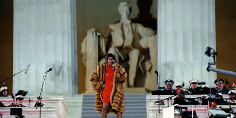 Aretha Franklin performs at the Lincoln Memorial